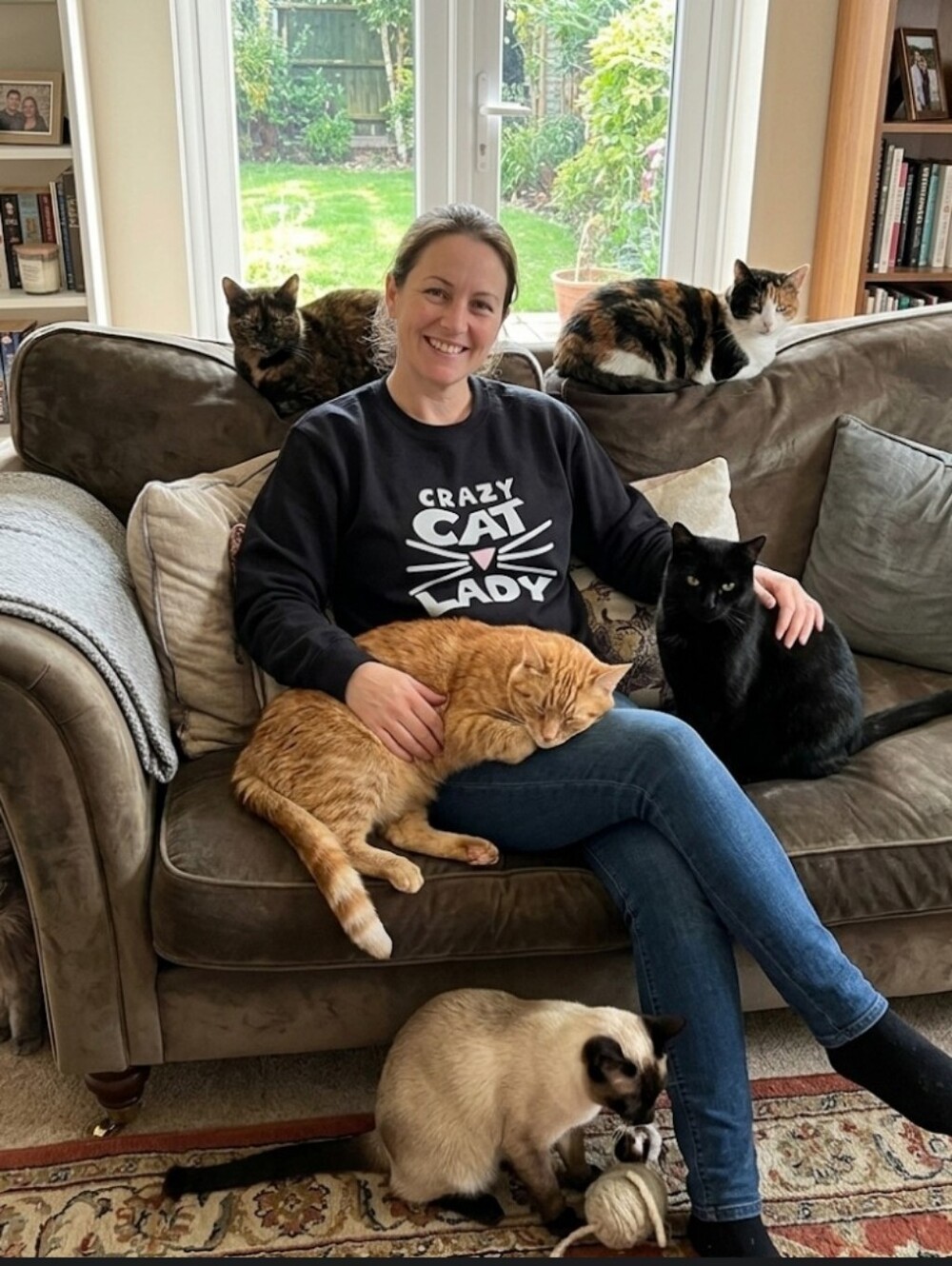 New "Crazy Cat Lady" S black sweatshirt Port & Co funny kitty